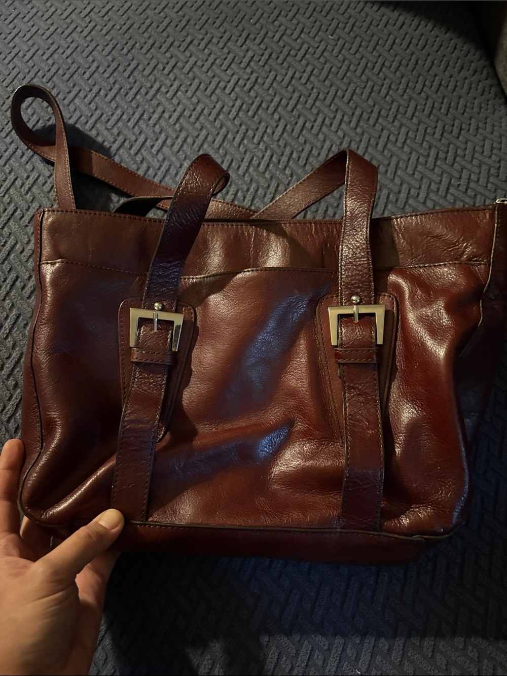 Etienne Aigner Dark Brown Leather Purse Logo Patch Interior - Picture 4 of 6